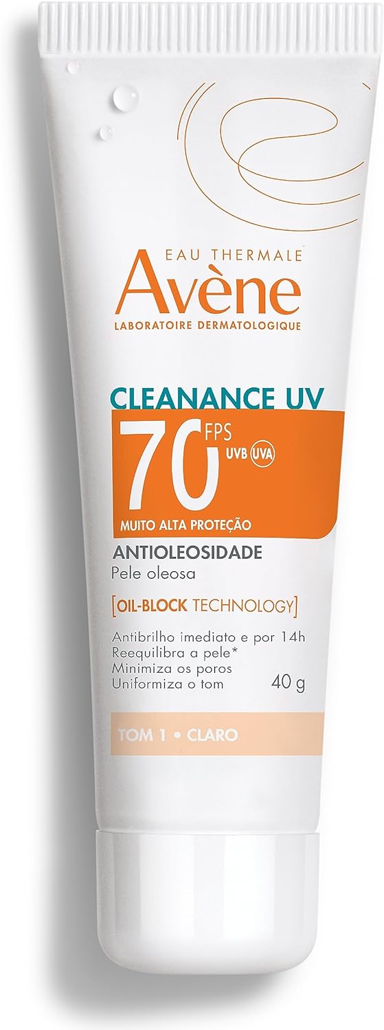 Protetor Solar Facial Creme Antioleosidade FPS70 Avene Cleanance Tom 1 Claro 40g