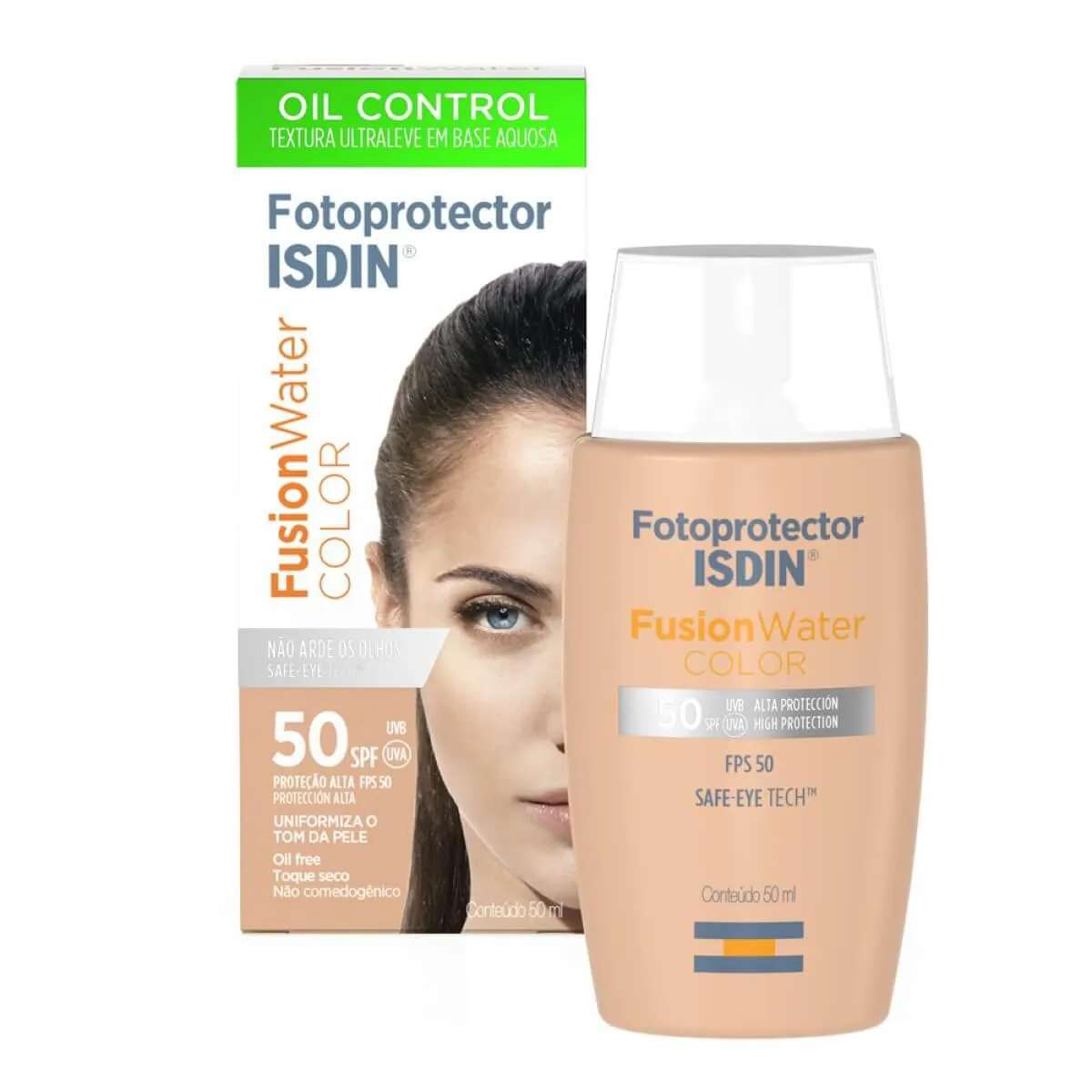 Protetor Solar Facial Isdin Fotoprotector Fusion Water Color FPS50 50ml