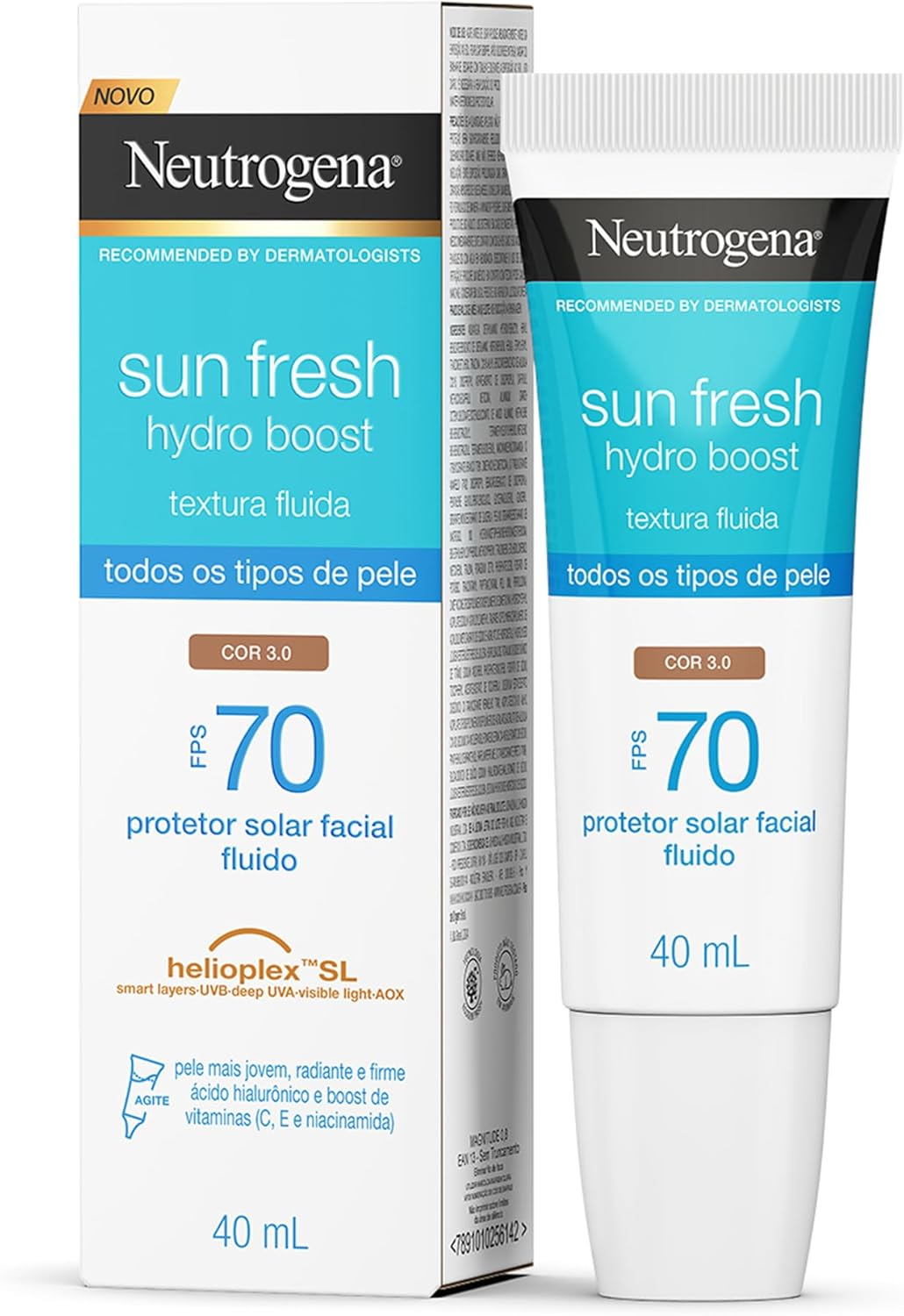 Protetor Solar Facial Neutrogena FPS70 Sun Fresh Hydro Boost Cor 3.0 40ml