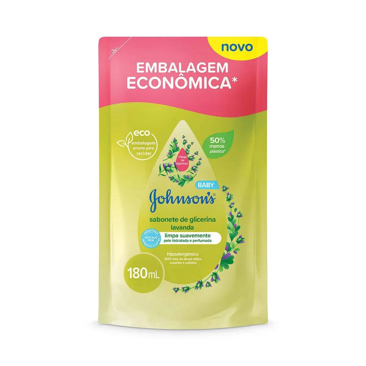 Refil Sabonete Líquido de Glicerina Johnsons Baby Lavanda 180ml