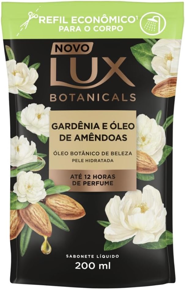 Refil Sabonete Líquido Lux Botanicals Gardênia e Óleo de Amêndoas 12h Glicerinado 200ml