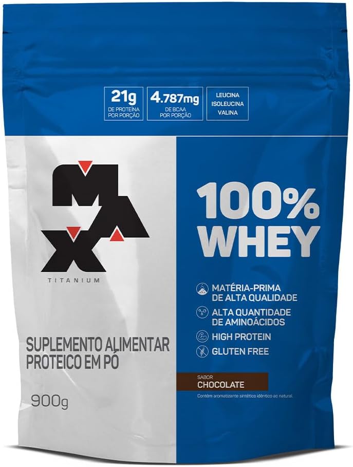 Refil Whey Protein Max Titanium 100% Whey Chocolate 900g