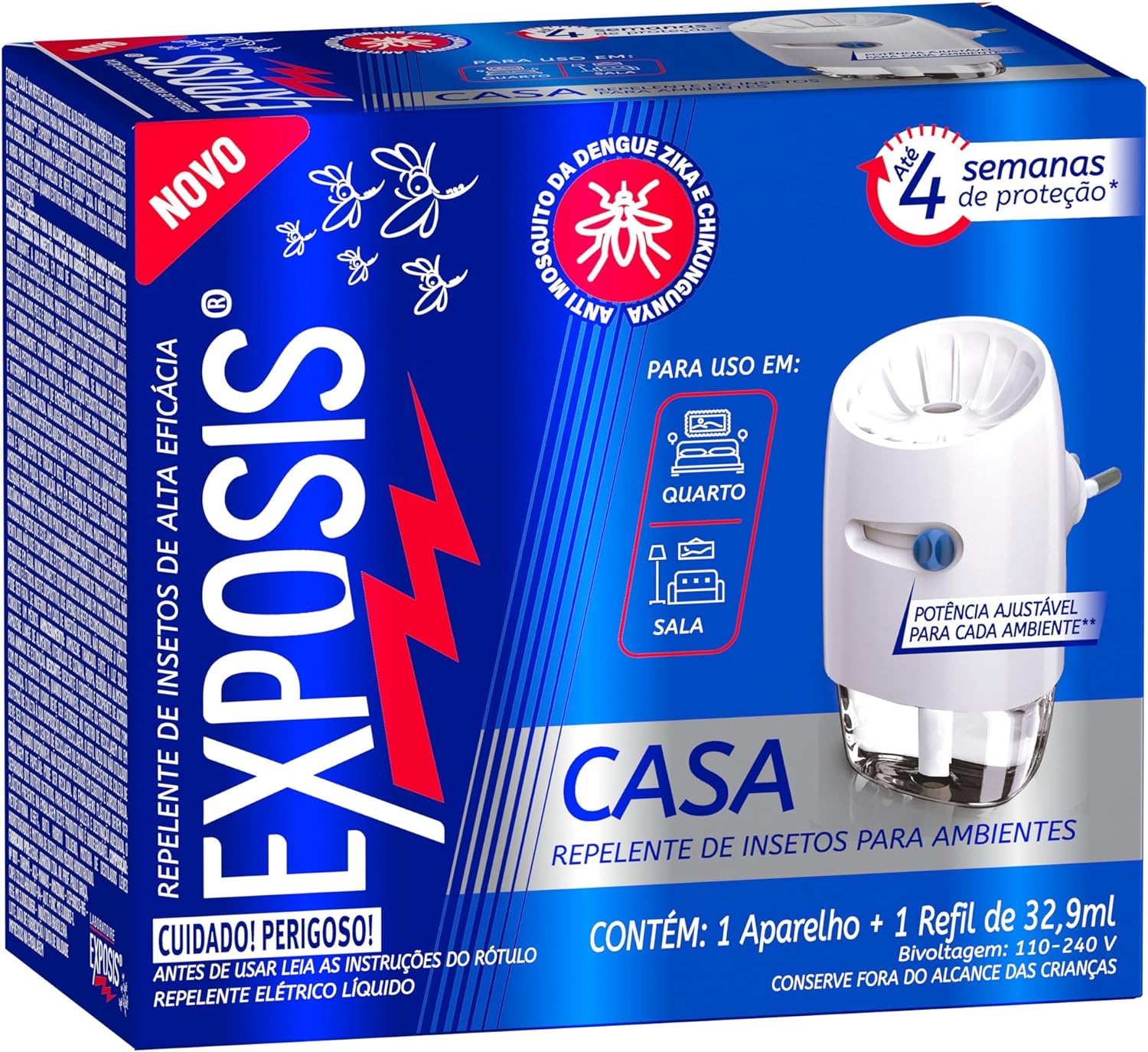 Repelente Elétrico Líquido Exposis Casa Aparelho + Refil 32,9ml