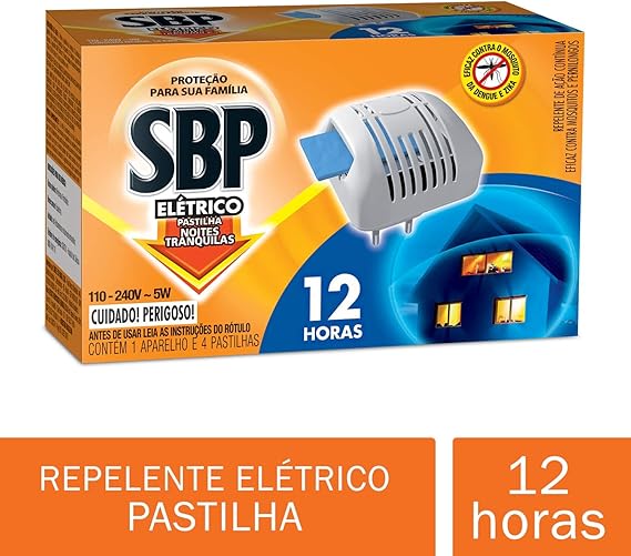 Repelente Elétrico Pastilha SBP 12 Horas 1 Aparelho e 4 Pastilhas
