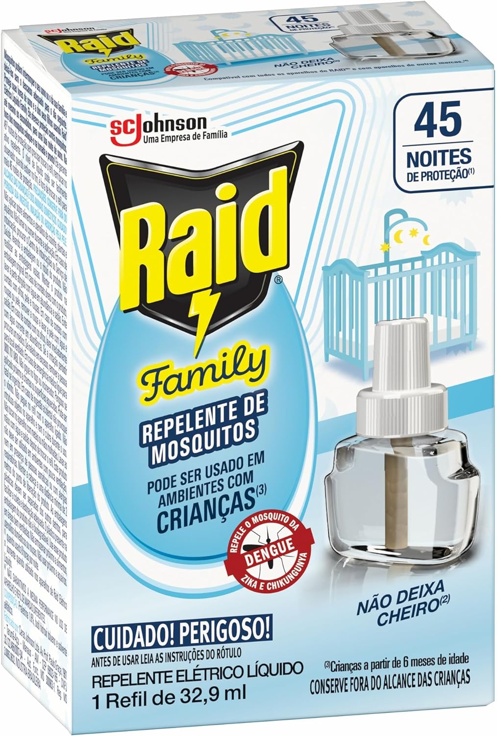 Repelente Elétrico Raid Líquido 45 Noites Family Refil