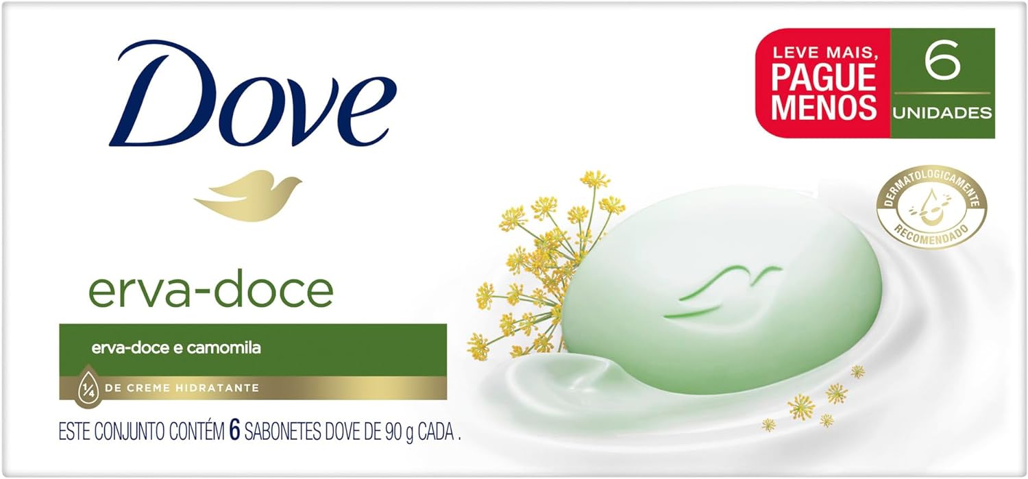 Sabonete em Barra Dove Erva-Doce e Camomila Pack Leve Mais Pague Menos 6 unidades 90g