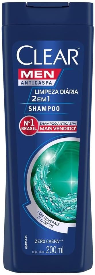Shampoo Anticaspa Clear Men Limpeza Diária 2 em 1 200ml
