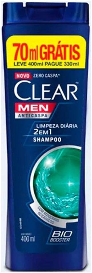 Shampoo Anticaspa Clear Men Limpeza Diária 2 em 1 400ml