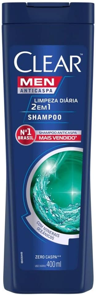 Shampoo Anticaspa Clear Men Limpeza Diária 2 em 1 400ml