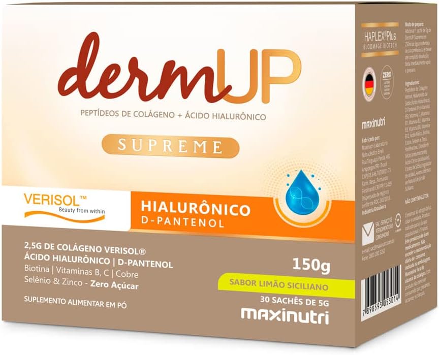 Suplemento Alimentar DermUp Supreme Verisol Sabor Limão Siciliano 30 sachês
