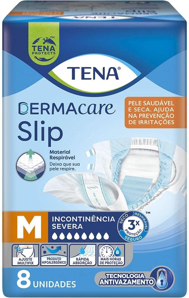 Tena Slip Dermacare Fralda Geriátrica M 8 unidades