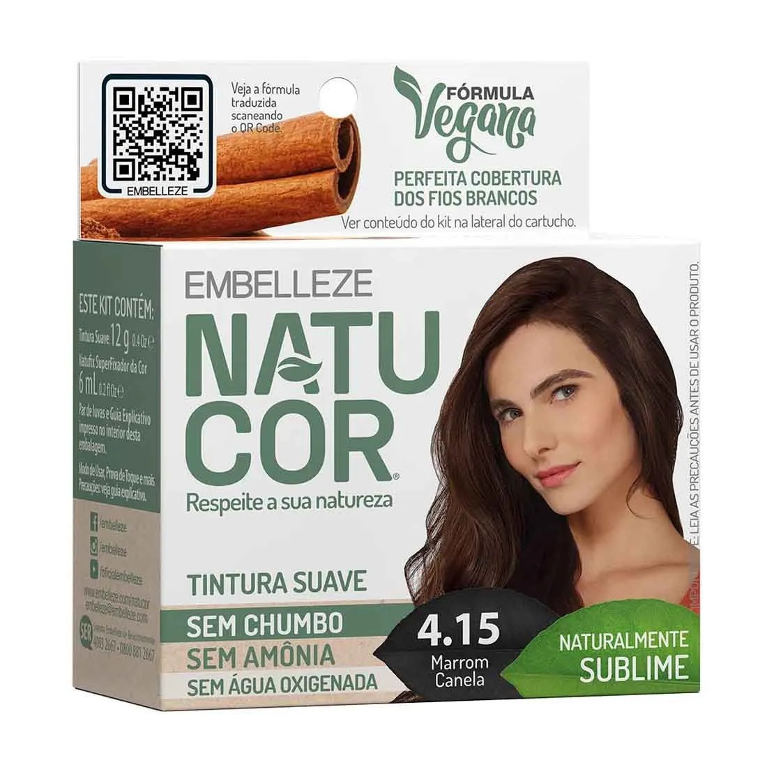 Tinta de Cabelo Natucor Individual Marrom Canela 4.15 Naturalmente Sublime