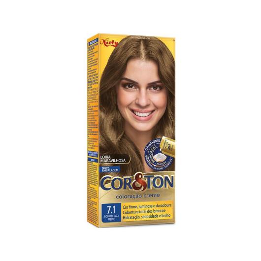 Tinta de Cabelo Permanente Cor&Ton Niely 7.1 Louro Cinza Médio
