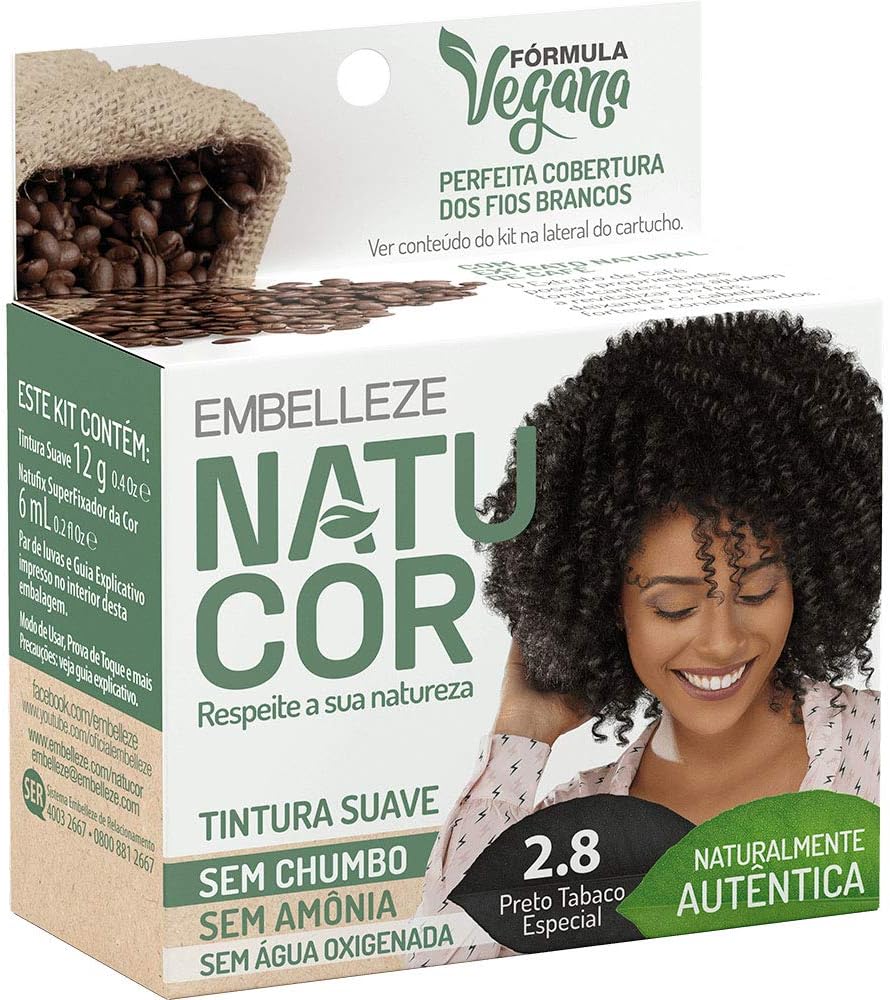 Tinta de Cabelo Permanente Embelleze Natucor Suave 2.8 Preto Tabaco Especial