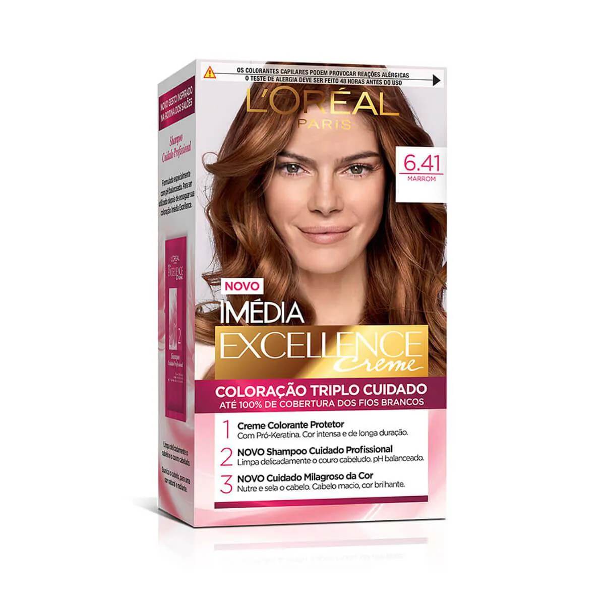 Tinta de Cabelo Permanente Imédia Excellence L'Oréal Paris Creme 6.41 Marrom