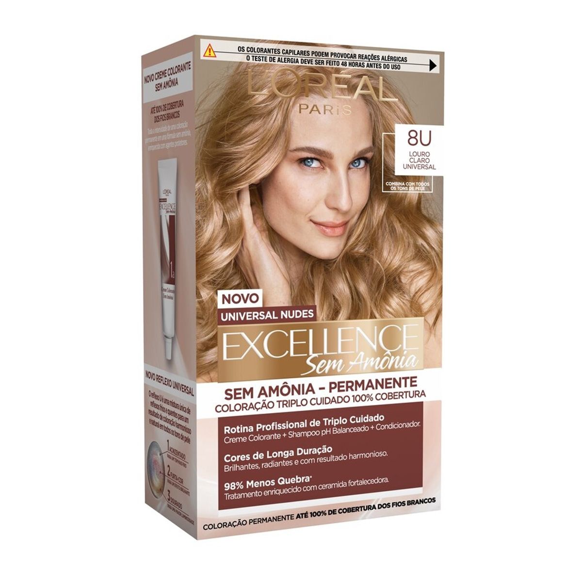 Tinta de Cabelo Permanente Imédia Excellence L'Oréal Paris Sem Amônia 8U Louro Claro Universal