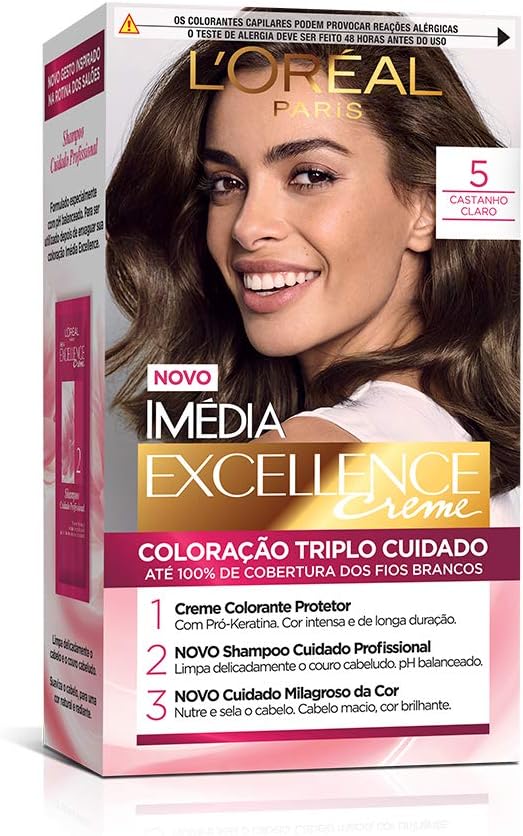 Tintura Permanente Imédia Excellence Creme 5 Castanho Claro