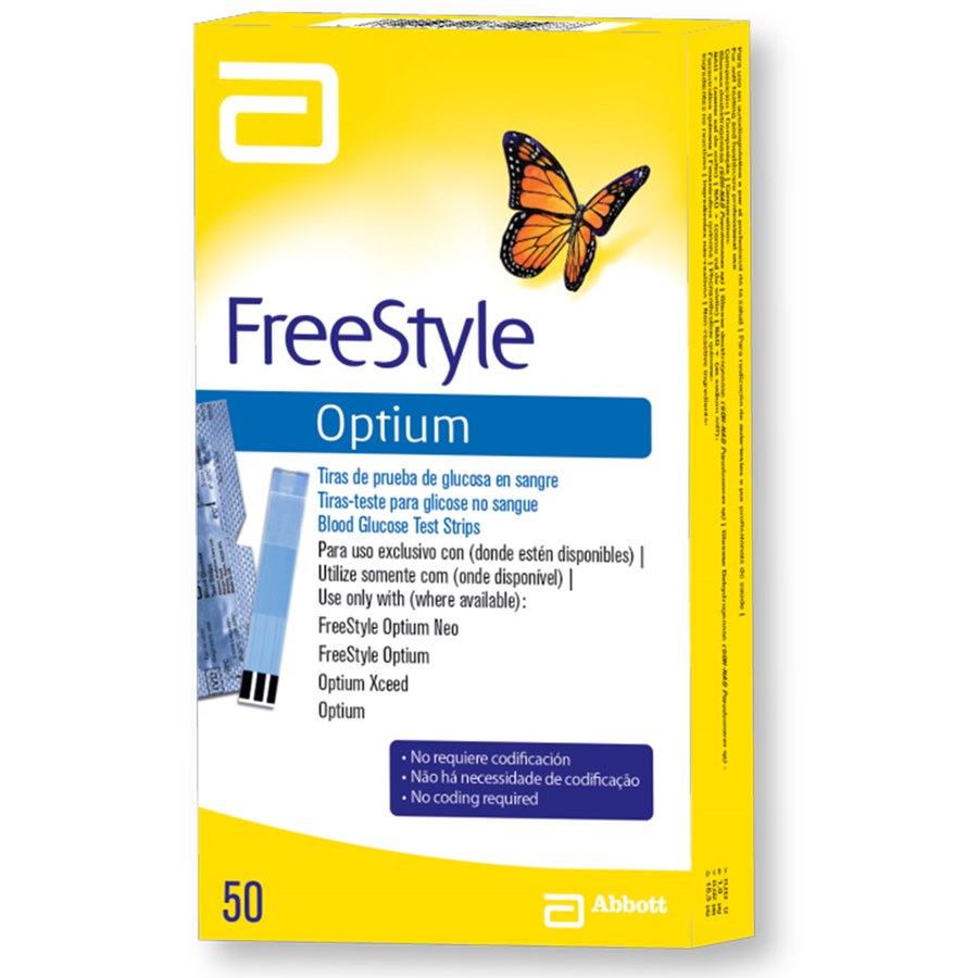 Tiras para Teste de Glicemia Freestyle Optium 50 unidades
