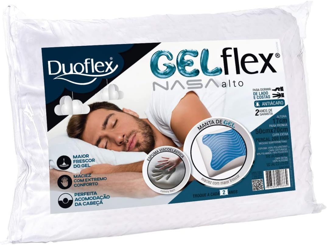 Travesseiro Duoflex Gelflex Nasa Alto 50cmx70cm