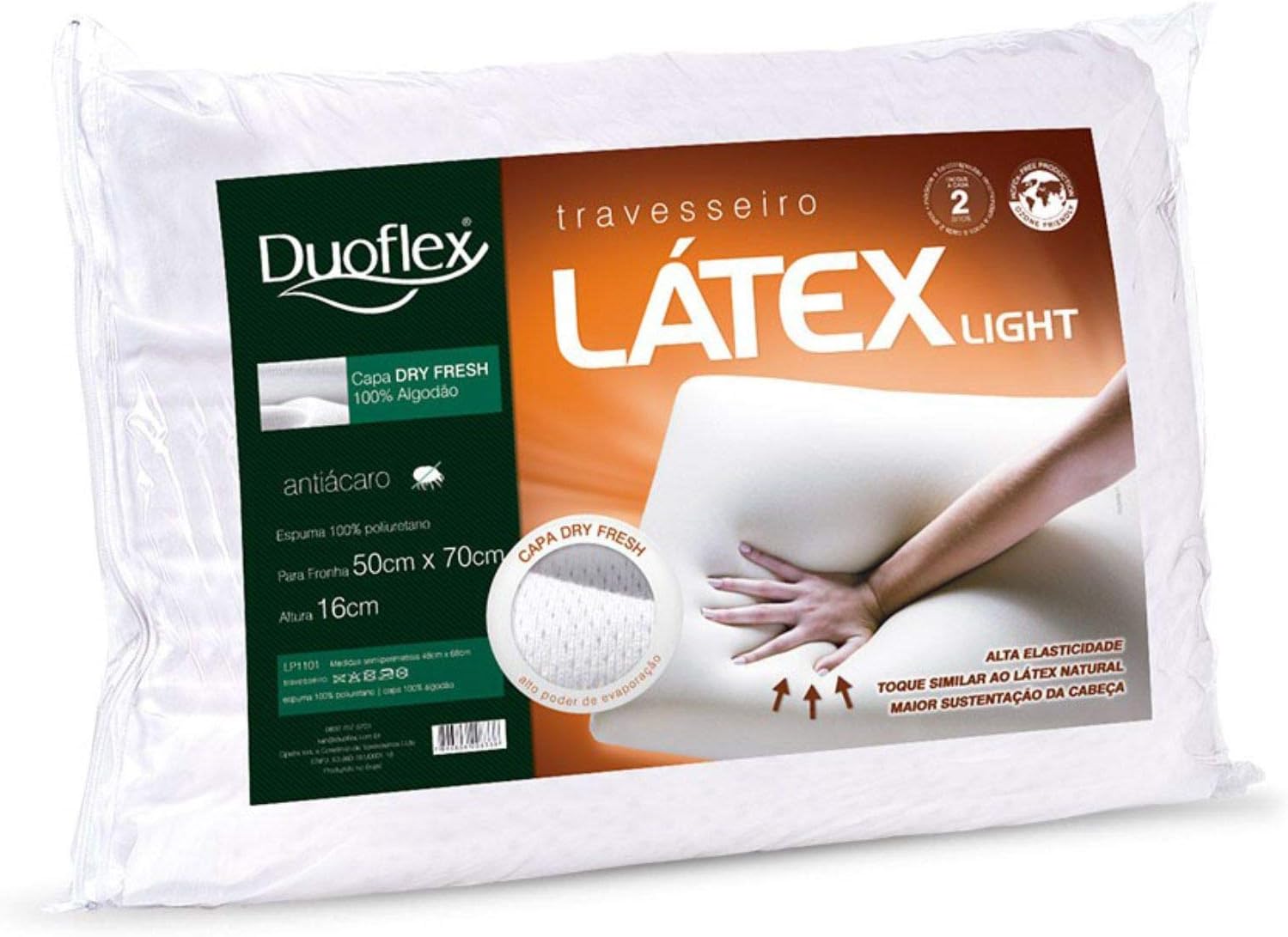 Travesseiro Duoflex Latex Light Branco Espuma 100% Poliuretano 50cmx70cm