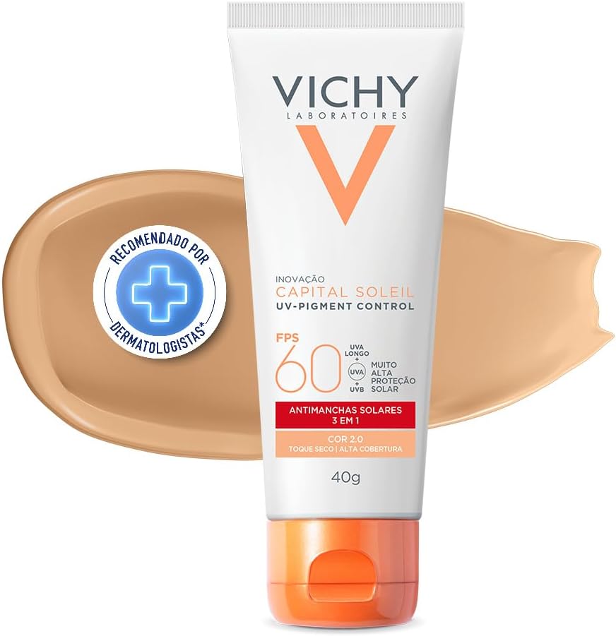 Vichy Capital Soleil UV-Pigment Control Protetor Solar Facial FPS60 Cor 2.0 40g