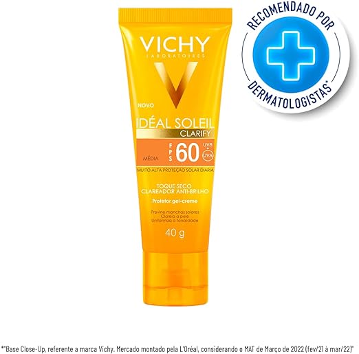 Vichy Idéal Soleil Clarify Cor Média Protetor Solar Facial FPS60 40g