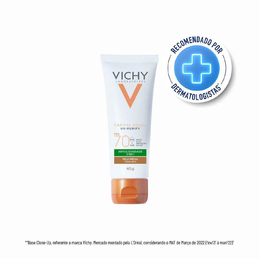 Vichy Idéal Soleil Purify Cor Média Protetor Solar FPS70 40g